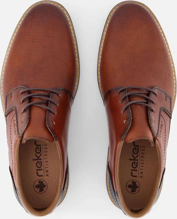 Rieker Blauwe Leren Veterschoenen met Cognac Accents Blue - Foto 5