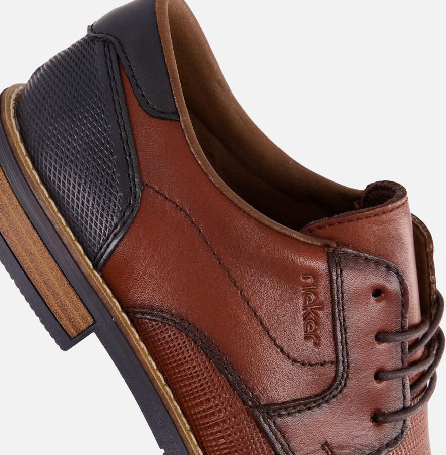 Rieker Blauwe Leren Veterschoenen met Cognac Accents Blue - Foto 3