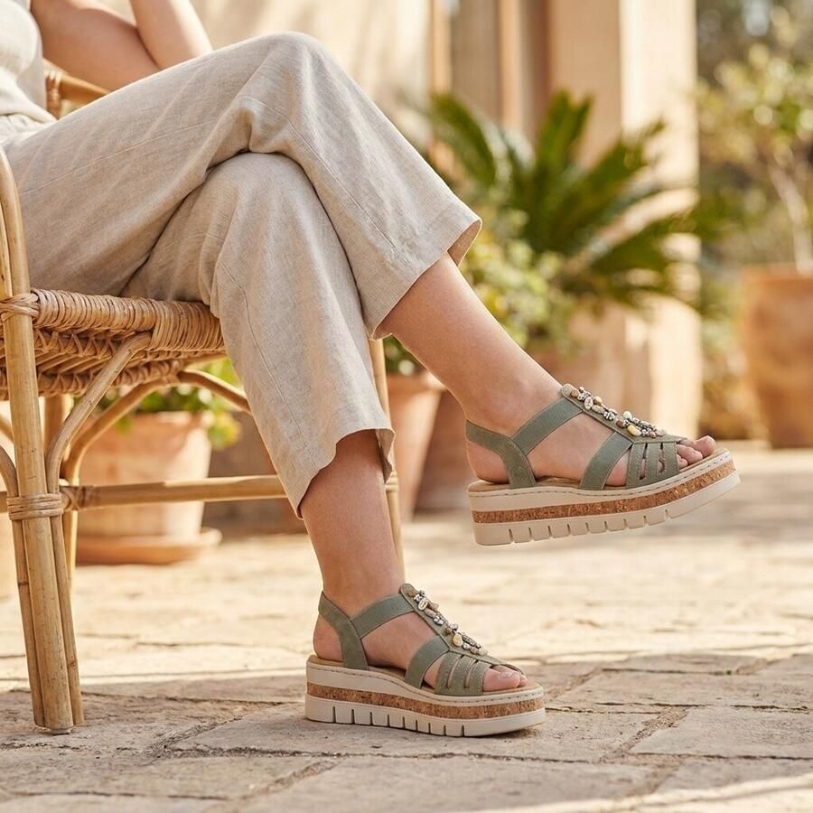 Rieker Sandalen F-Leest groen Synthetisch