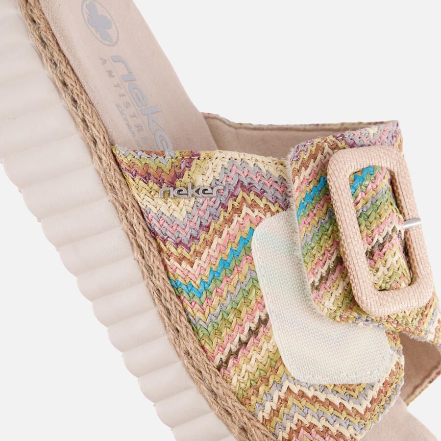 Rieker Sleehakmuiltjes Zomerschoen strandschoen huisschoen met praktische klittenbandsluiting