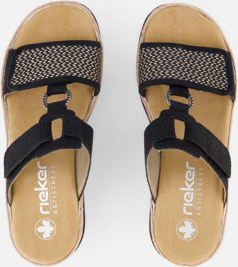 Rieker Zwarte synthetische sliders met comfortabel voetbed en klittenbandsluiting Black - Foto 4