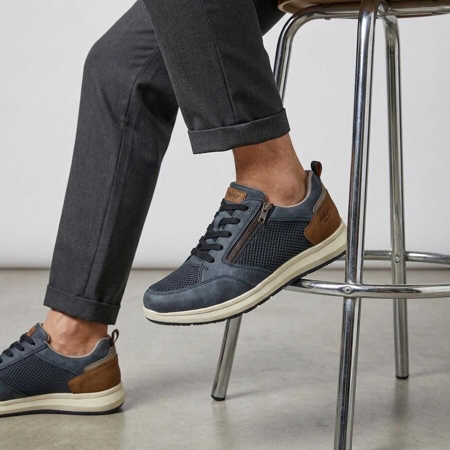 Rieker Sneakers lage schoen vrijetijdsschoen veterschoen met zij-rits - Foto 5