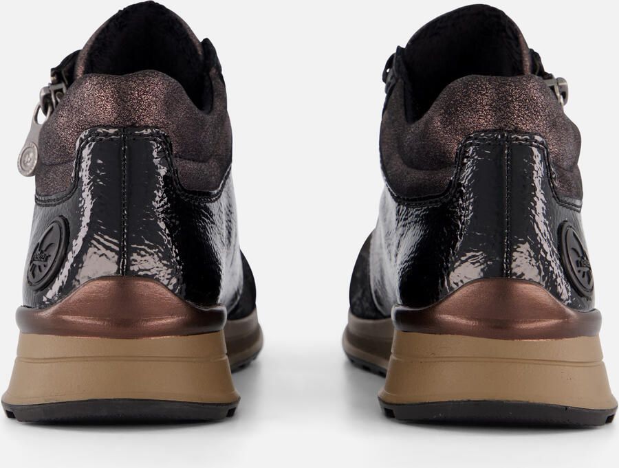 Rieker Sneakers hoog 'Schnürschuh Damen N1407-00 Leder-Mix in schwarz' bruin - Foto 4