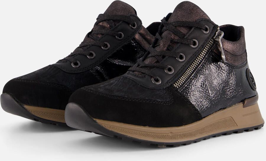 Rieker Sneakers hoog 'Schnürschuh Damen N1407-00 Leder-Mix in schwarz' bruin - Foto 2