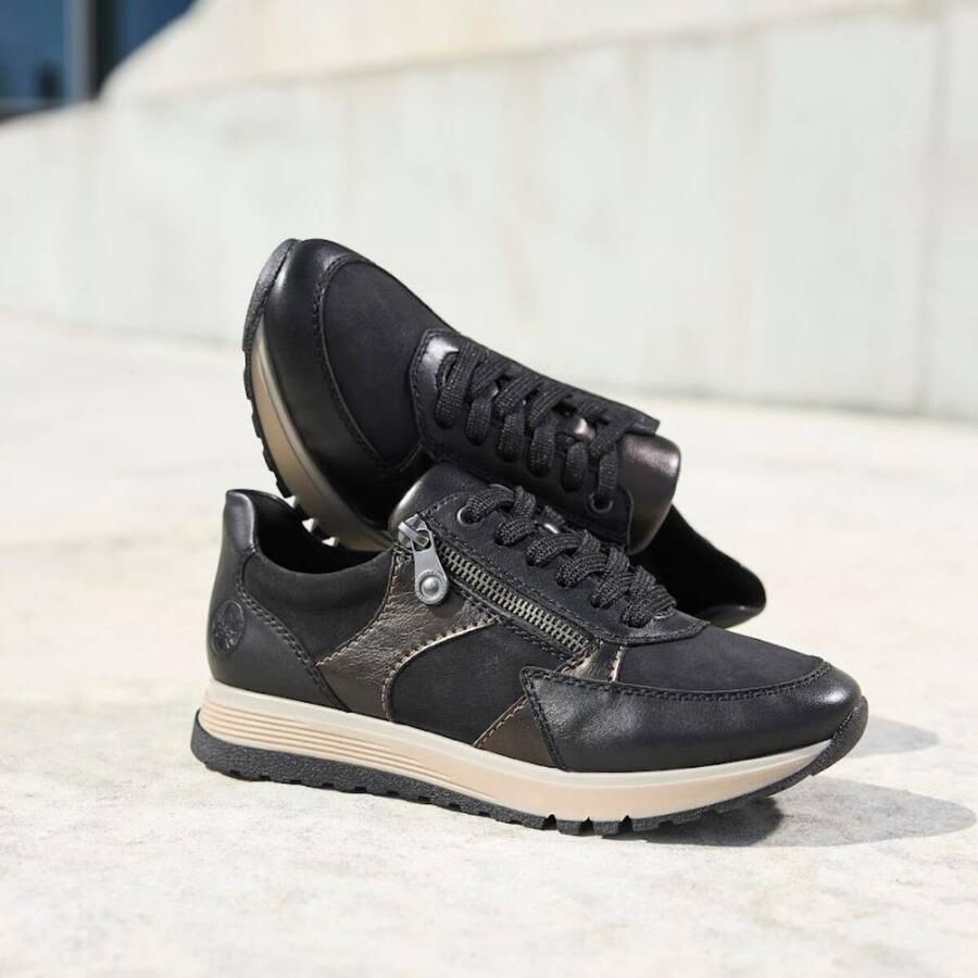 Rieker Sneaker 49010-00 Zwart Combi Verwisselbaar Voetbed