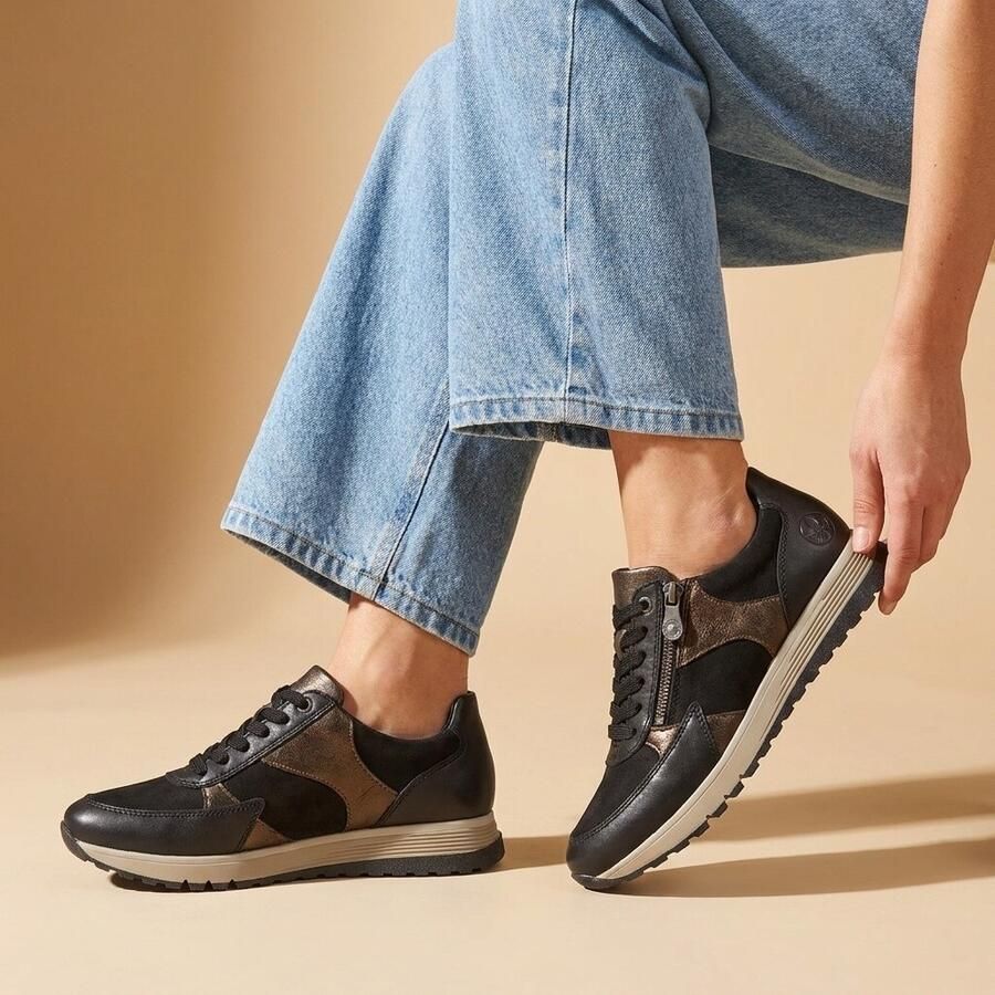Rieker Sneaker 49010-00 Zwart Combi Verwisselbaar Voetbed