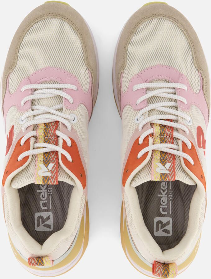 Rieker Sneakers laag smoky blue lichtgrijs rosa wit - Foto 3