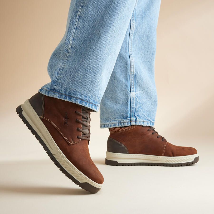Rieker Bruine extra brede veterschoenen voor heren Brown Heren