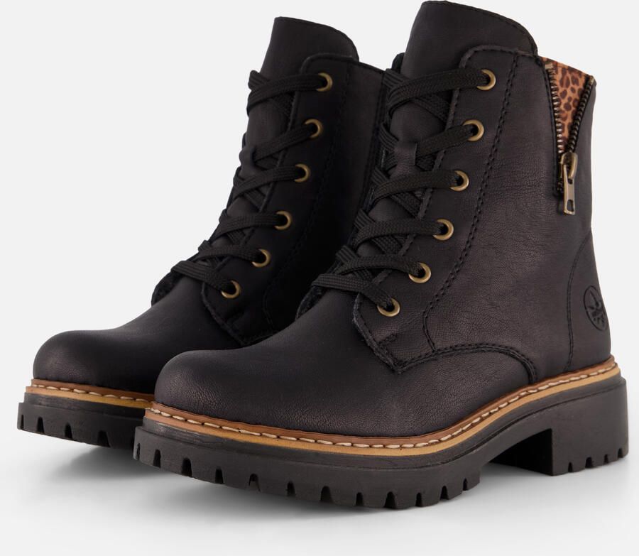 Rieker Veterlaarsjes lace-up boots block heel with practical inner zipper