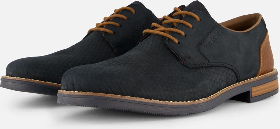 Rieker Blauwe Leren Veterschoenen met Cognac Accents Blue Heren - Foto 2
