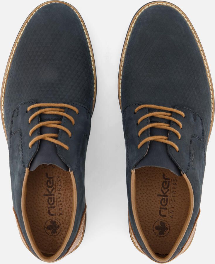 Rieker Blauwe Leren Veterschoenen met Cognac Accents Blue Heren - Foto 4