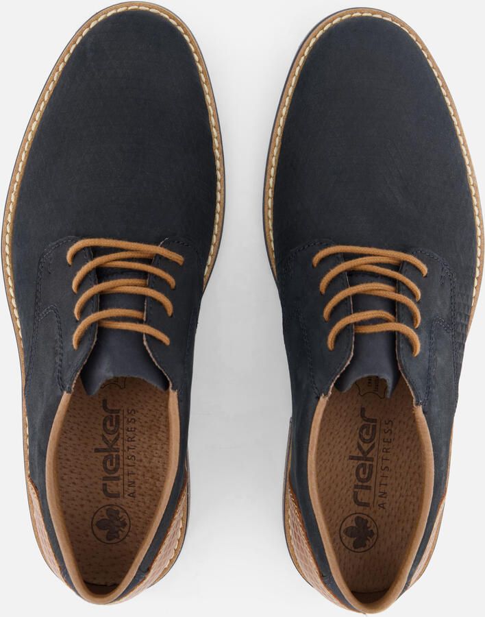 Rieker Blauwe Leren Veterschoenen met Cognac Accents Blue - Foto 4
