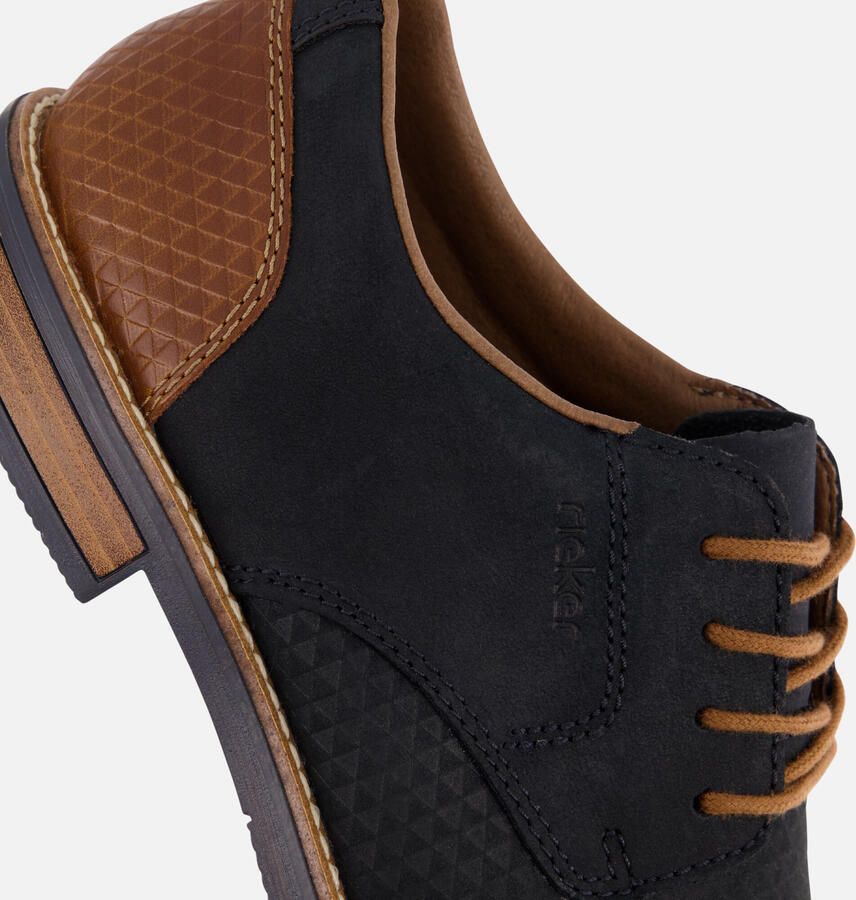 Rieker Blauwe Leren Veterschoenen met Cognac Accents Blue - Foto 3
