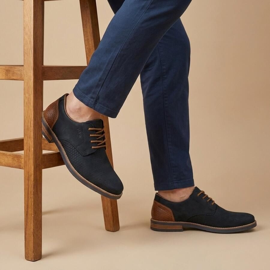 Rieker Veterschoenen blauw Leer