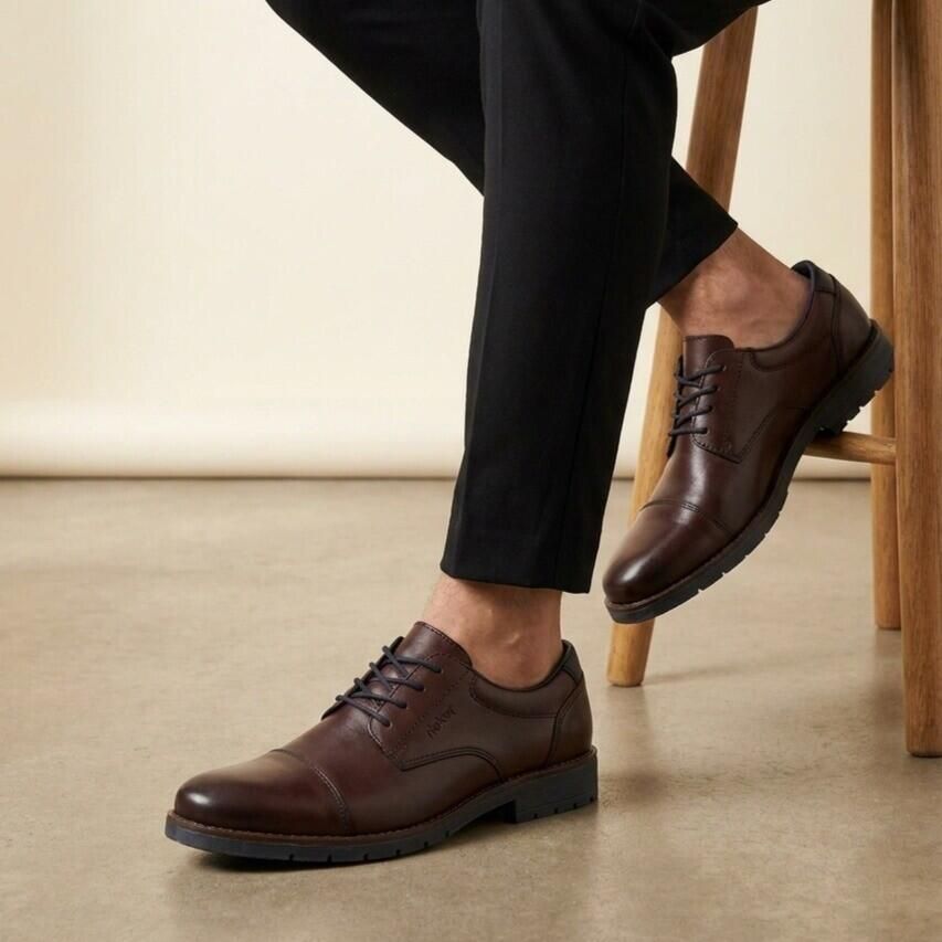 Rieker Veterschoen Leren Halfschoen 13901-25 Brown