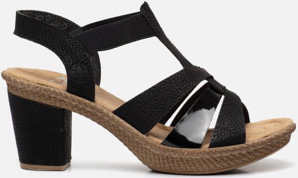 Rieker Sandalen met hak zwart Nubuck Dames