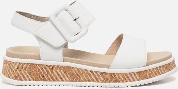 Rieker Witte leren sandaal met print White Dames