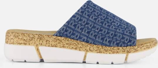 Rieker Slippers blauw Textiel