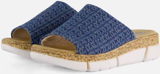 Rieker Slippers blauw Textiel