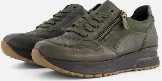 Rieker Donkergroene Leren Sneaker Groen Heren