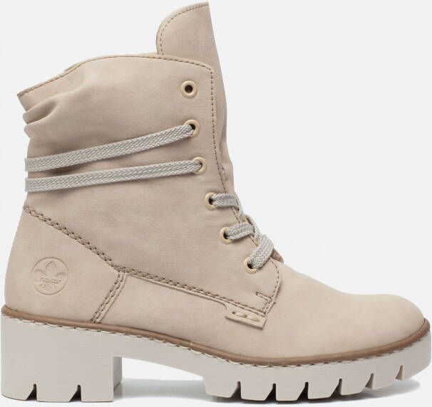 Rieker Beige Bikerboot Jaarrond Draagbaar Zachte Voering Rits & Vetersluiting Beige Dames