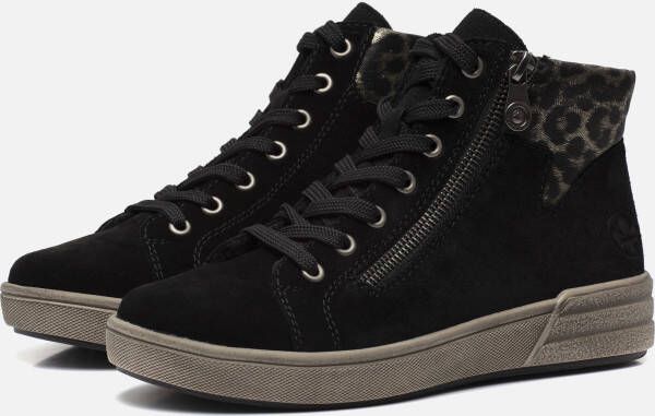 Rieker Veterboots zwart Suede