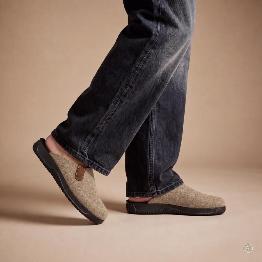 Rohde 2782 17 Pantoffels Beige Vilten Heren Open Sloffen Beige