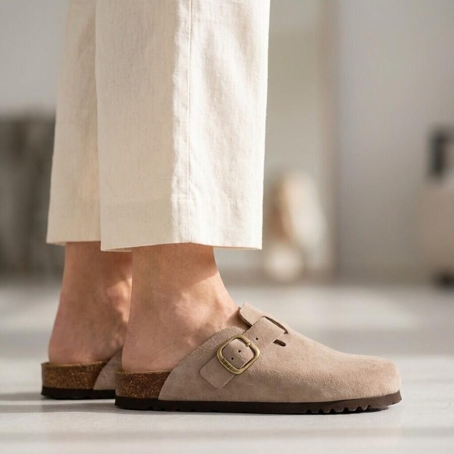 Scholl Fae Clog Slippers beige Suede Dames