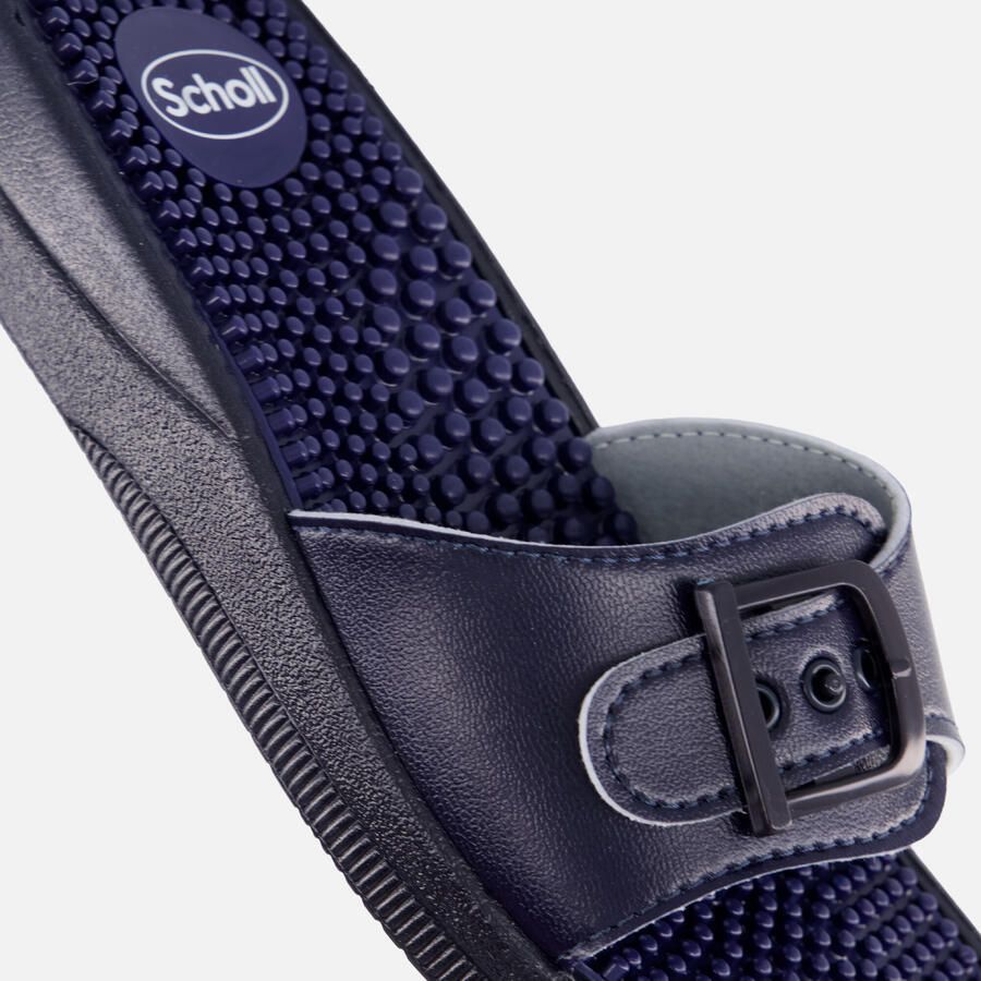 Scholl NEW MASSAGE PVC Womens Navy Blue FALSO Mules Navy Blue - Foto 2