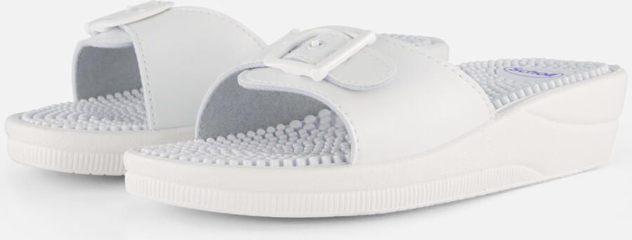 Scholl NEW MASSAGE PVC Womens White FALSO Mules White