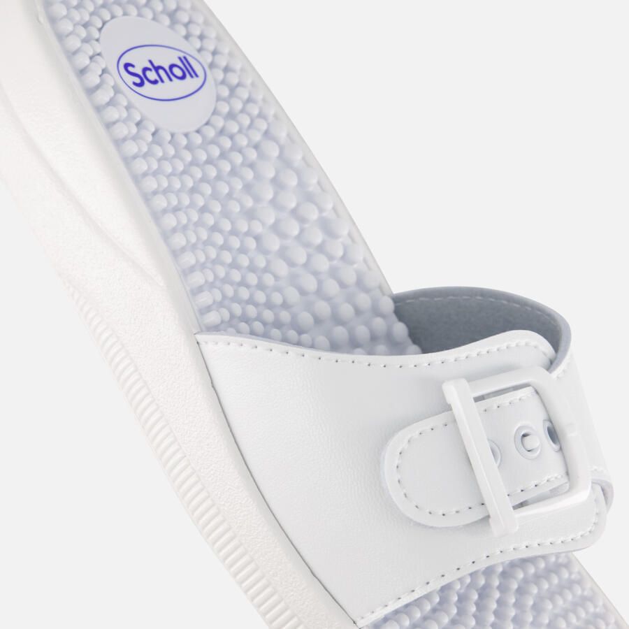 Scholl NEW MASSAGE PVC Womens White FALSO Mules White - Foto 2