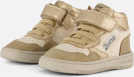 Shoesme Beige-Goud Basket Sneakertje Sneakers Kinderen Meisjes Gold Beige Microfiber leer