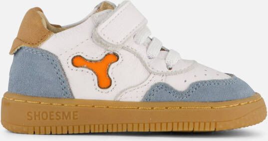 Shoesme Baby Babysneakers Jongens White Light Blue Leer