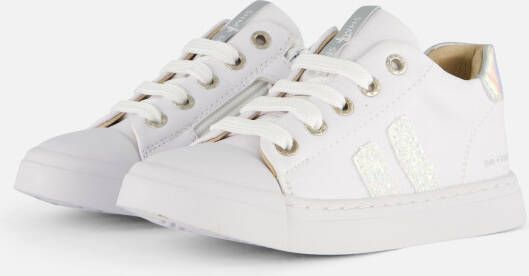 Shoesme leren sneakers wit zilver Meisjes Leer Meerkleurig 29