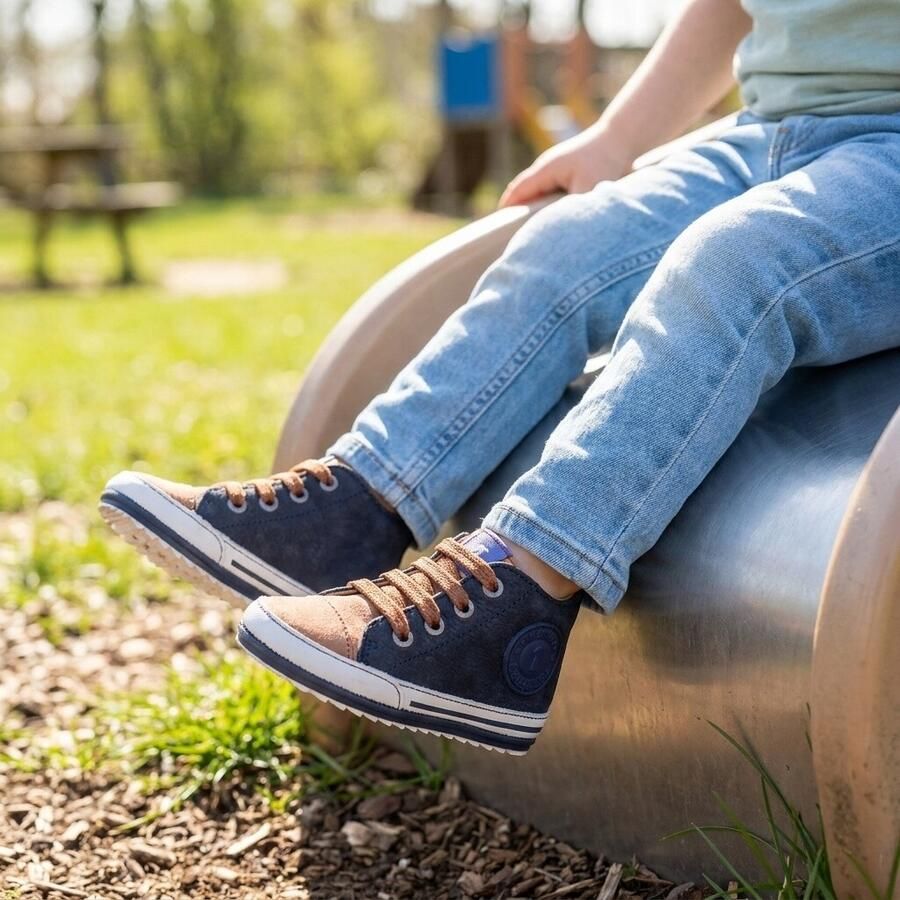 Shoesme BP21W031 A leren babyschoenen blauw cognac - Foto 2