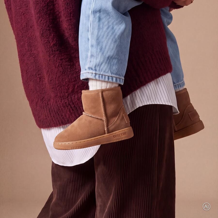 Shoesme Cognac Bootie Met Fluffy Voering Laarzen Kinderen Unisex Cognac Lammy - Foto 6