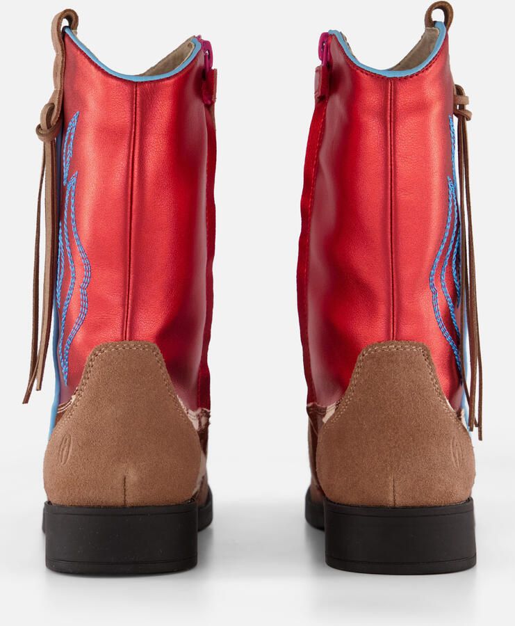 Shoesme Rode Cowboylaars Met Print Laarzen Kinderen Meisjes Red Cognac Microfiber leer - Foto 5