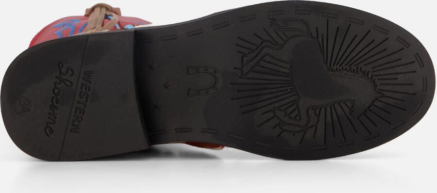 Shoesme Rode Cowboylaars Met Print Laarzen Kinderen Meisjes Red Cognac Microfiber leer - Foto 6