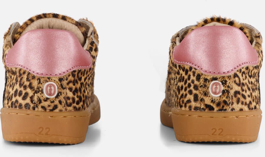 Shoesme leren sneakers met ponyhair en panterprint beige zwart - Foto 3