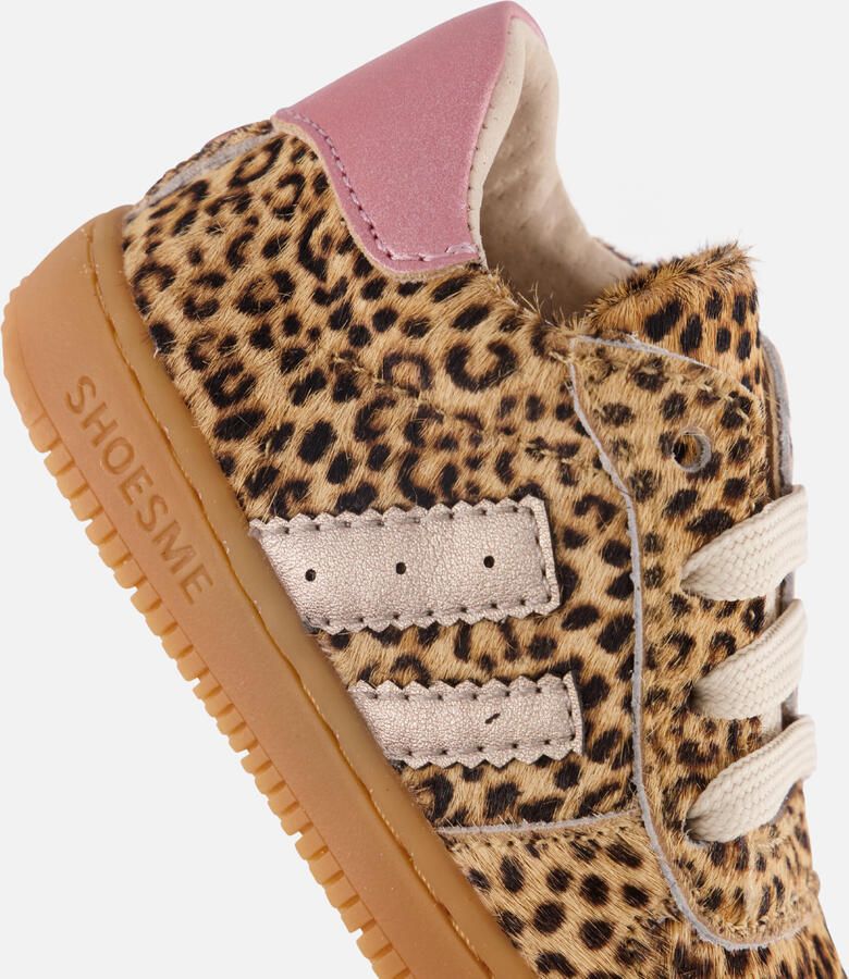 Shoesme leren sneakers met ponyhair en panterprint beige zwart - Foto 6