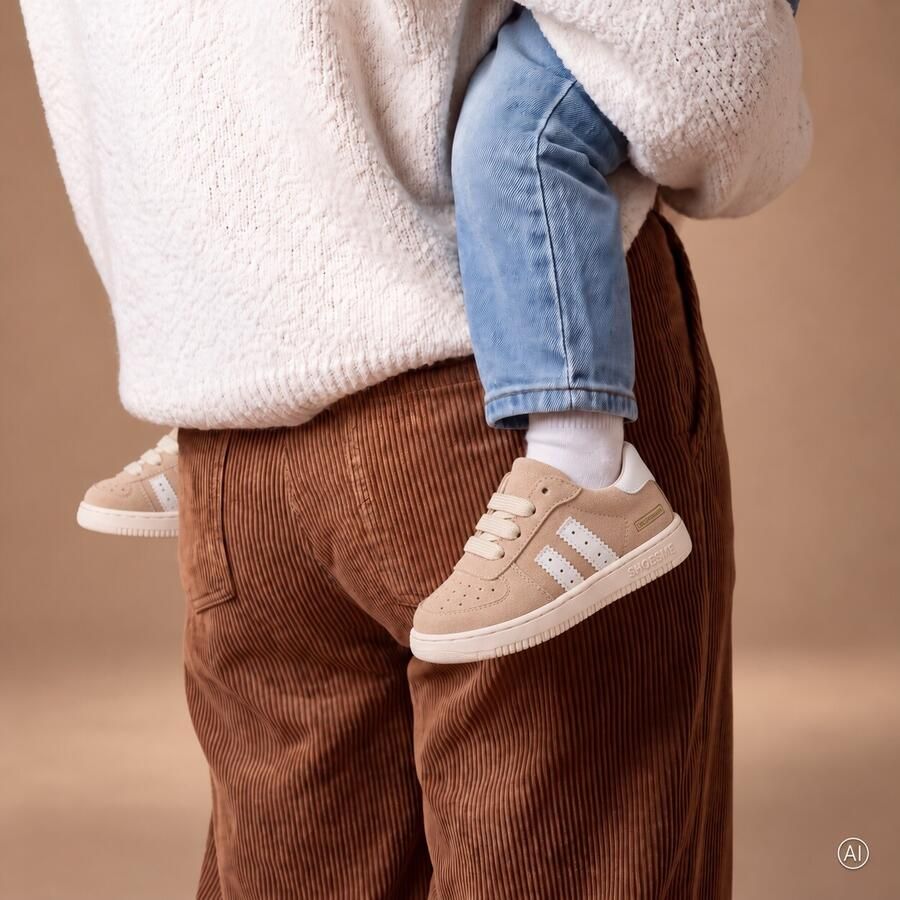 Shoesme Taupe Suède Sneakertje Sneakers Kinderen Unisex Taupe Suède