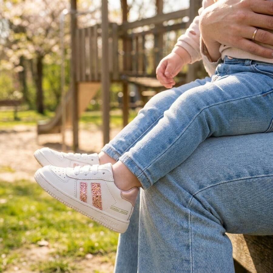 Shoesme Wit-Roze Sneakertje Sneakers Kinderen Meisjes White Peach Leer - Foto 2