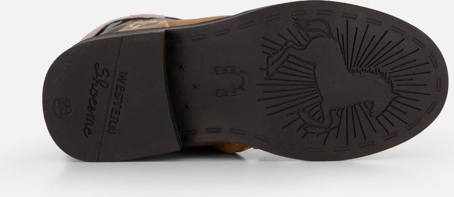 Shoesme Cognac Cowboylaars Laarzen Kinderen Meisjes Cognac Green Pink Microfiber leer - Foto 12