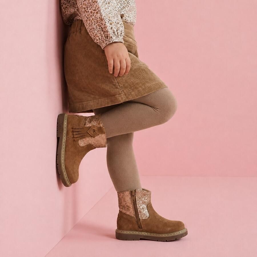 Shoesme Glitter Laarsjes cognac Suede Dames