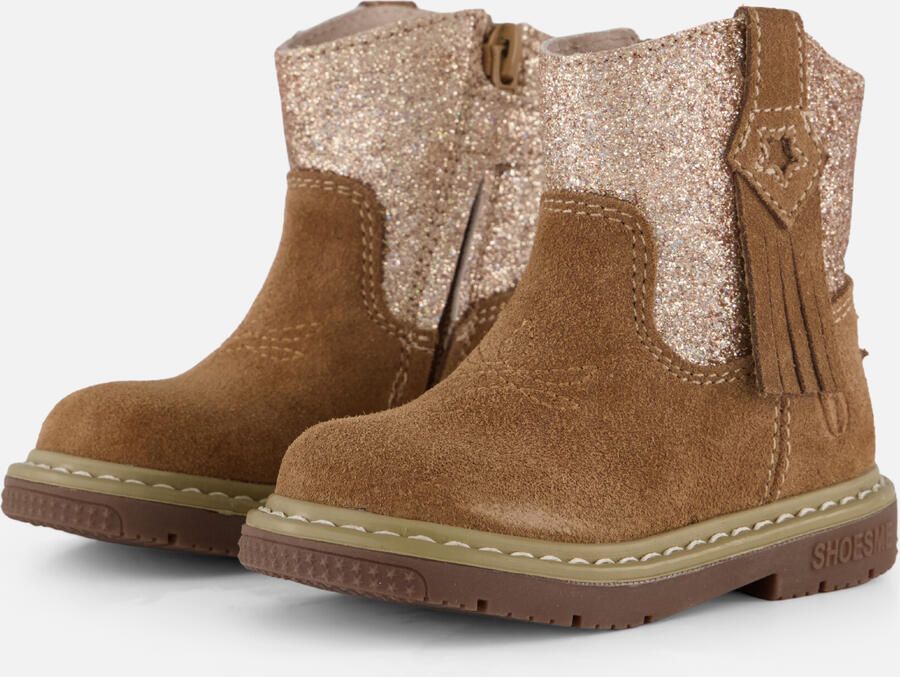 Shoesme suède enkelboots met glitters cognac roze - Foto 11