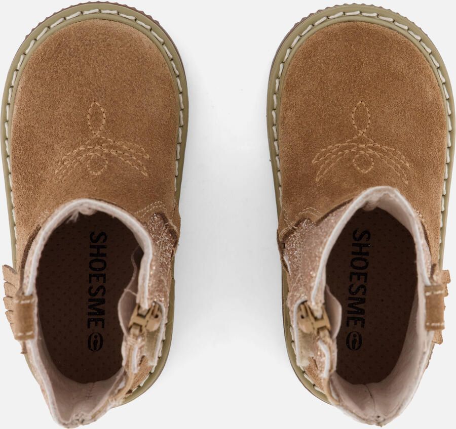 Shoesme suède enkelboots met glitters cognac roze - Foto 9
