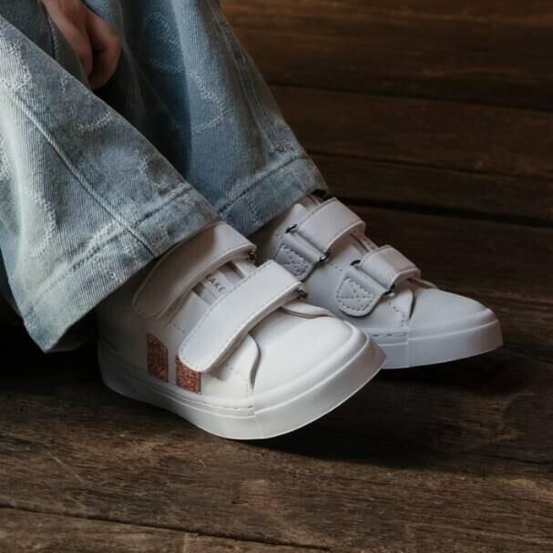 Shoesme Witte Sneaker Met Roze Glitters Sneakers Kinderen Meisjes White Pink Microfiber leer - Foto 4