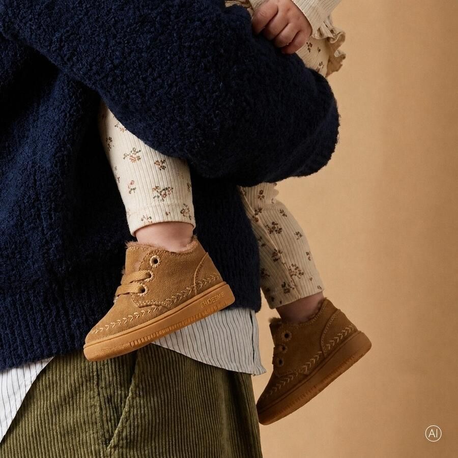 Shoesme Leren Lopen Sneakers cognac Suède Kinderschoenen
