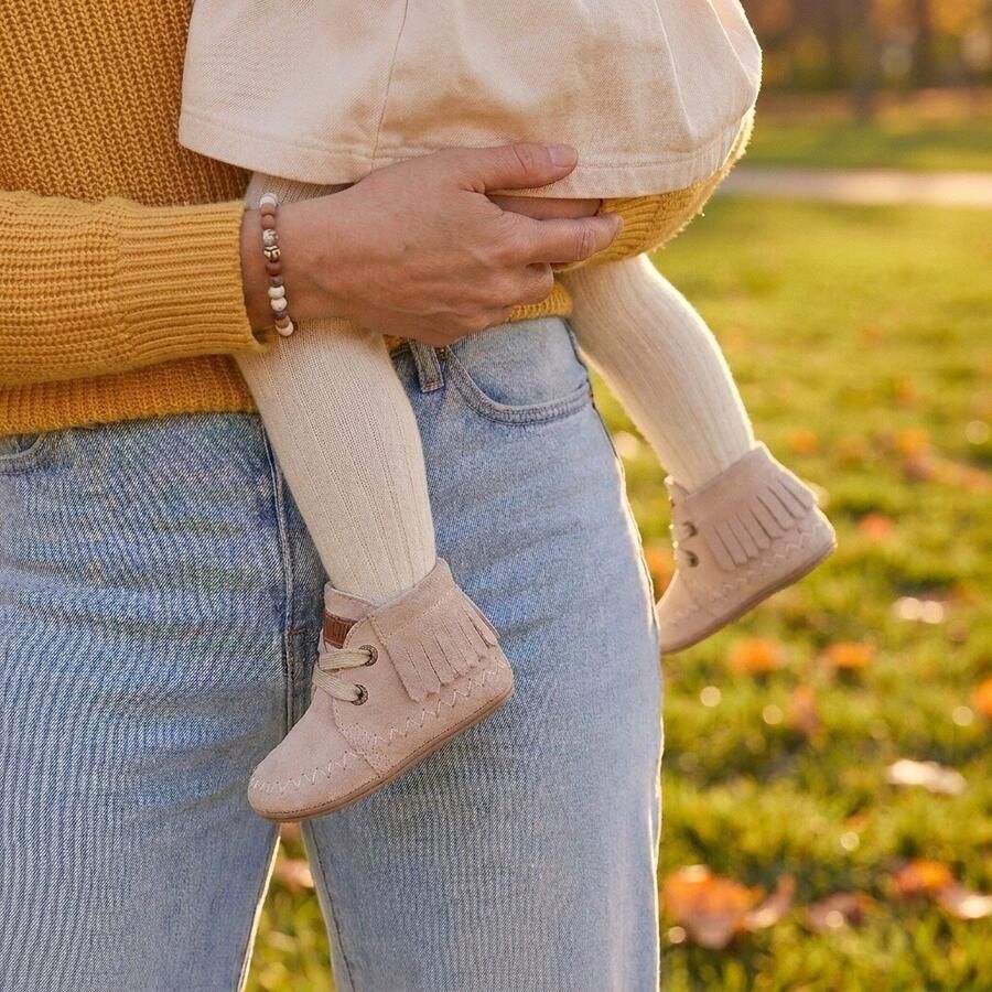 Shoesme Leren Lopen Sneakers Franjes beige Suède Kinderschoenen