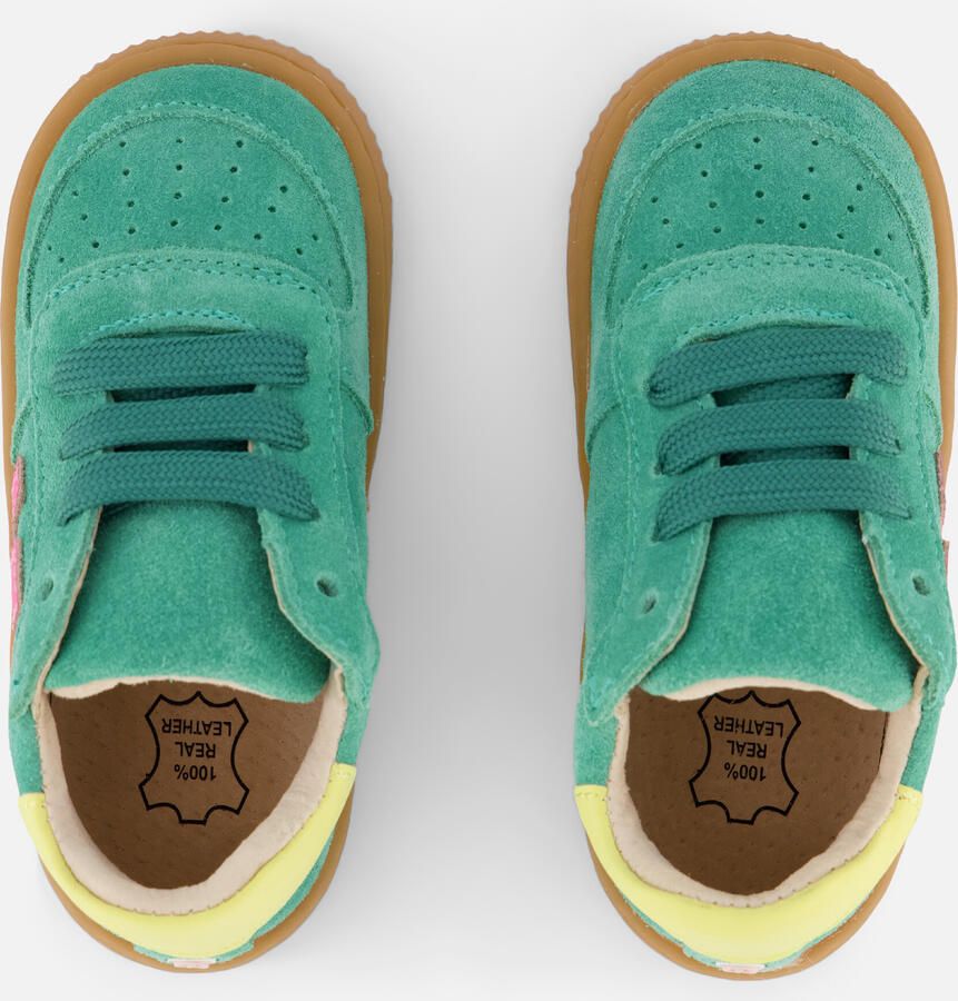Shoesme Groen Sneakertje Sneakers Kinderen Meisjes Green Pink Suède - Foto 3